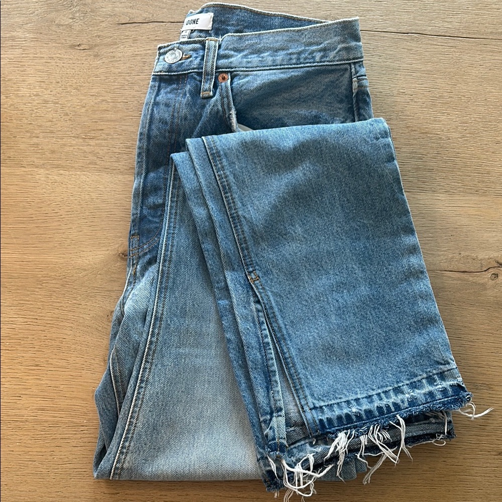 RE/DONE 70s High Rise Skinny Boot Cut Jean in Opal Indigo